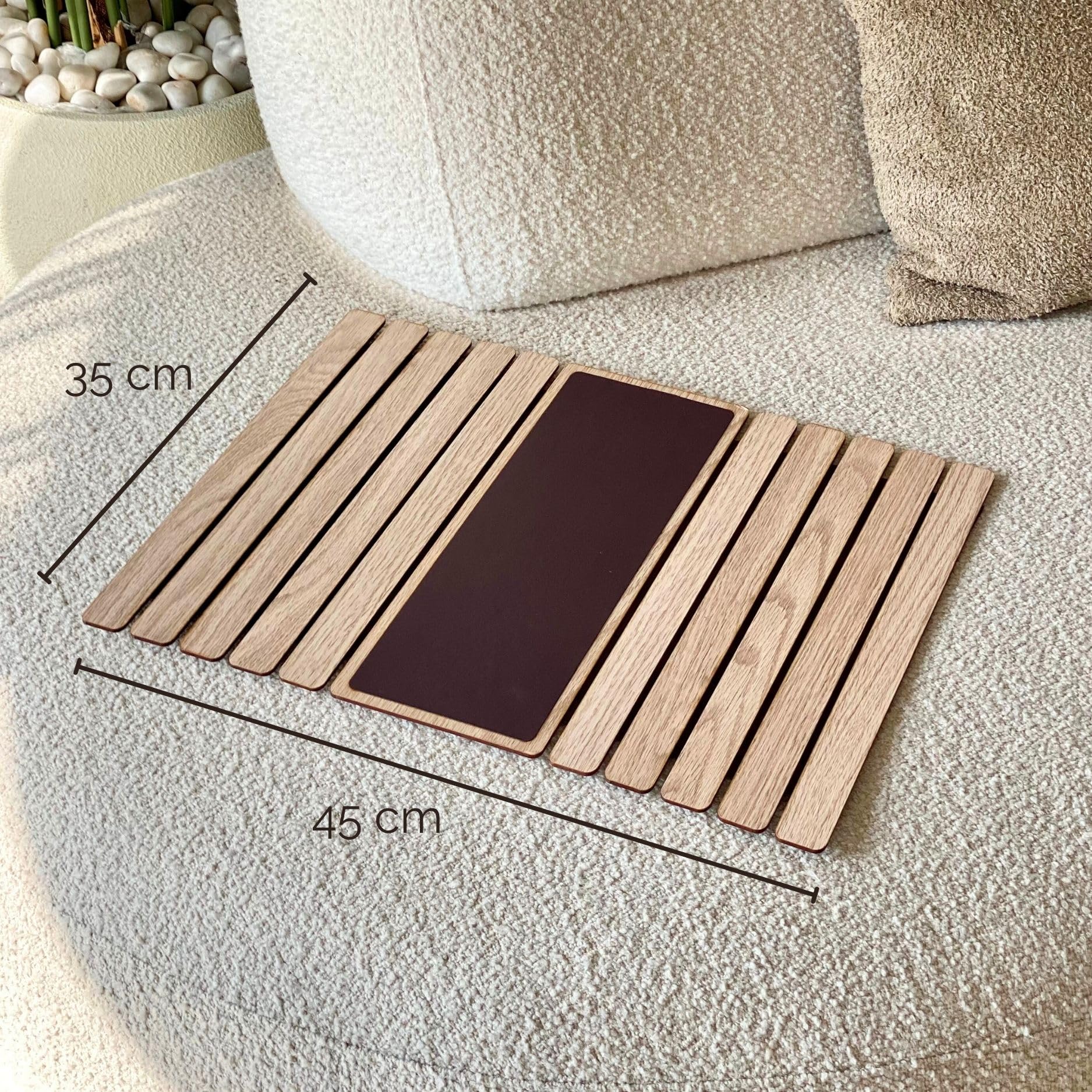 Mason Home Elm Sofa Armrest Tray - Cream Full Grain Bamboo Wood With Anti Slip Pad | Dining Tray | Home & Office Dcor | Furnitur